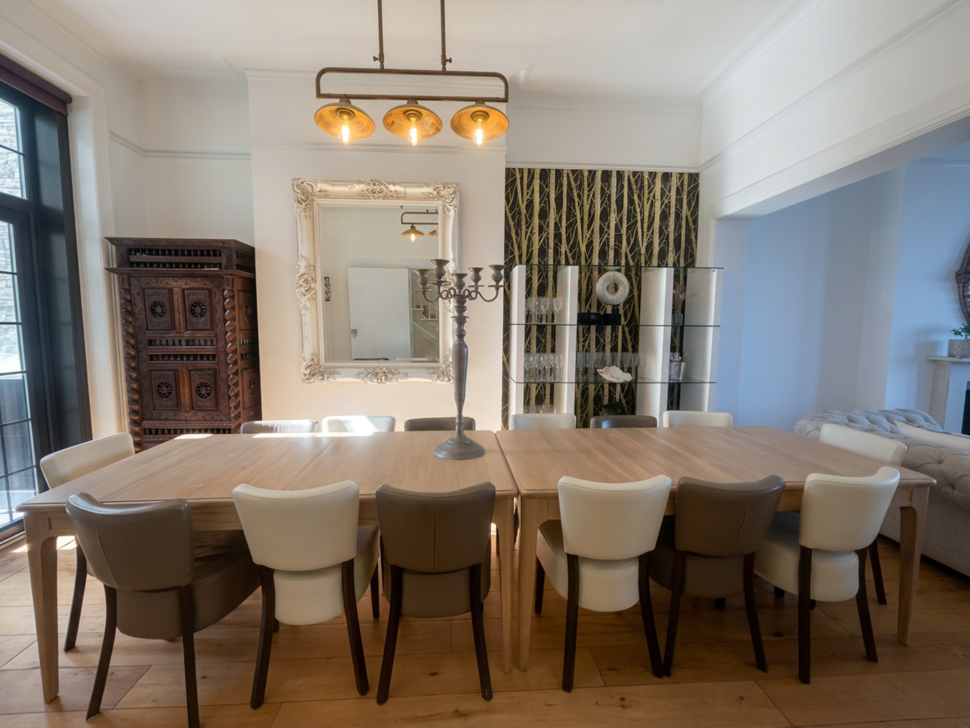 Hastings House dining room beautifully set for a celebration